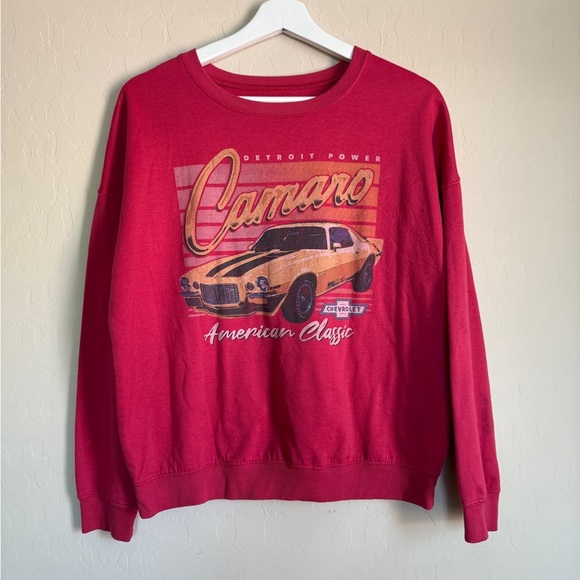 GM Official Camaro Graphic Red Long Sleeve Light Pullover Sweatshirt Medium - Picture 1 of 6